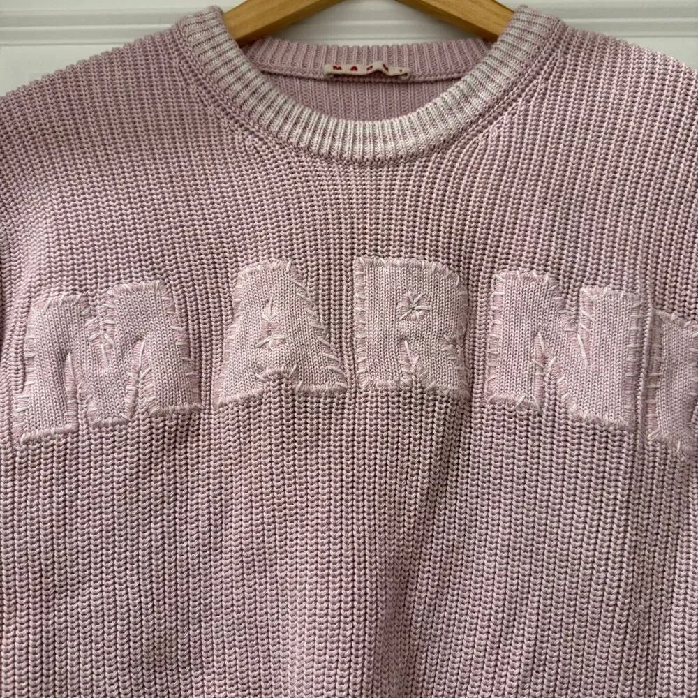 Marni KIDS' LOGO-EMBROIDERED SWEATER IN ROSA Girls Size 12